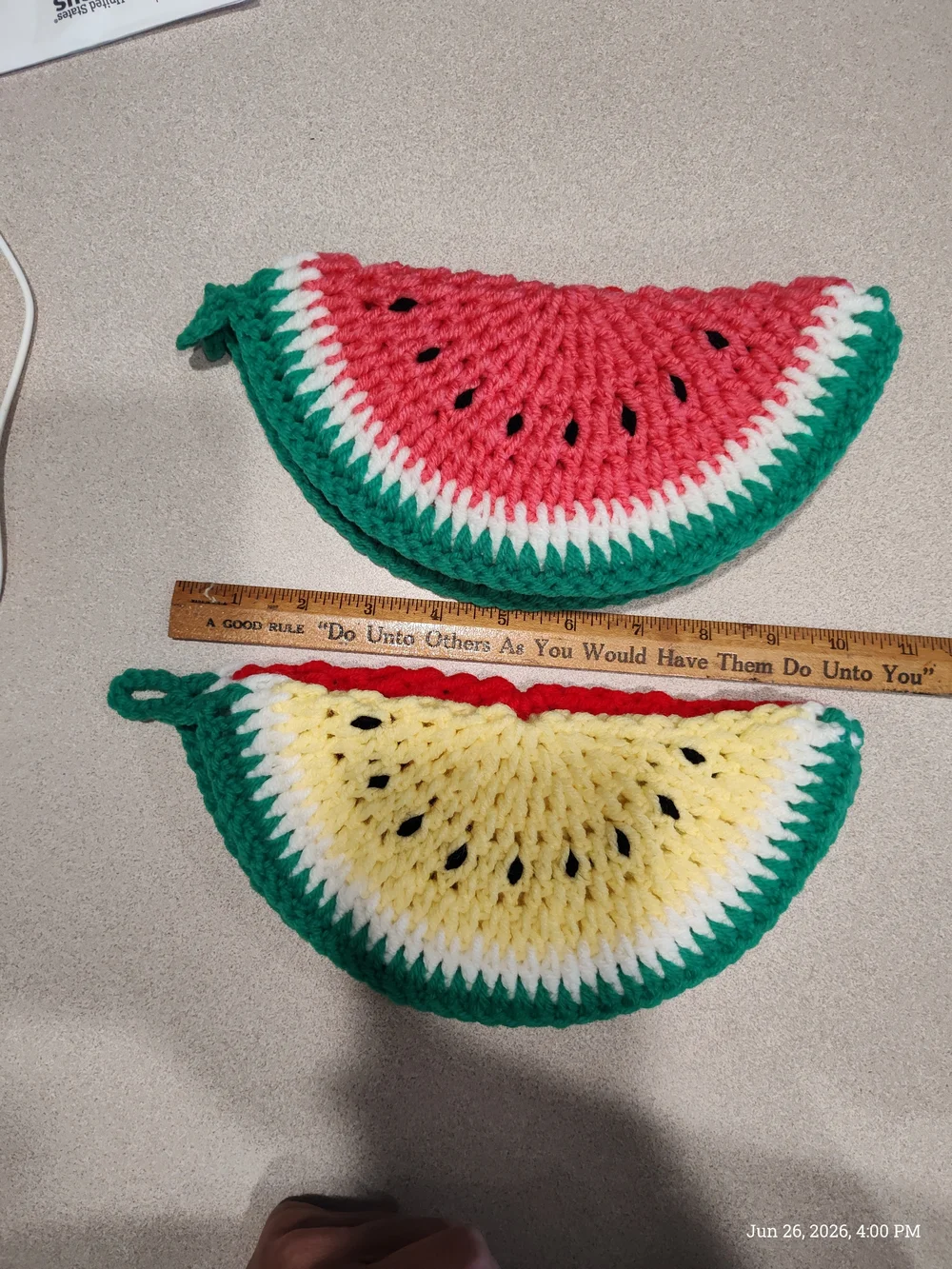Handmade Crocheted Fruit Slice Coasters - Assorted Colors
